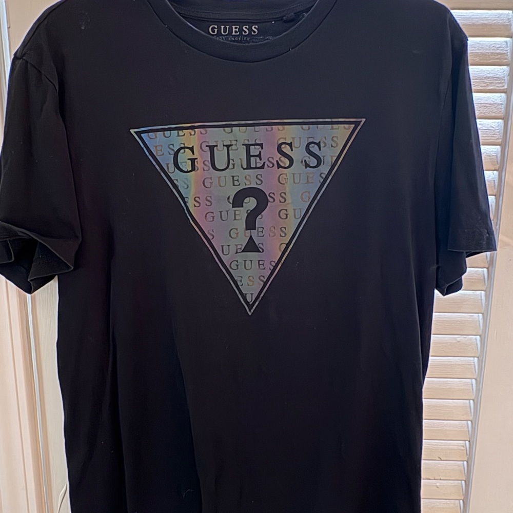 GUESS Black Tee with Multicolor Logo